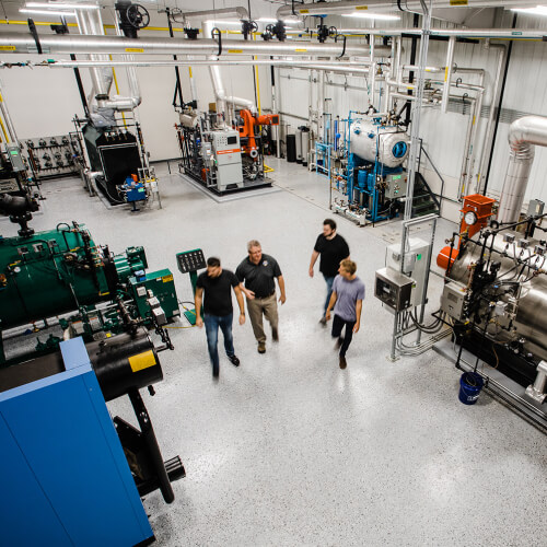 Students touring the training facility